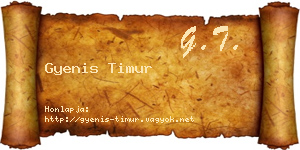 Gyenis Timur névjegykártya